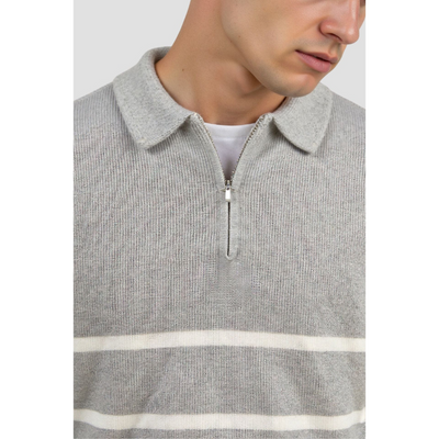 Stijn Gestreepte Zip Sweater – Wolmix