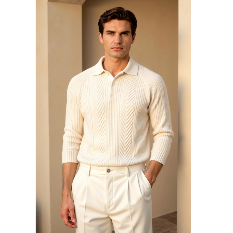 Louis Retro Trui – Effen Kleur, Lange Mouwen