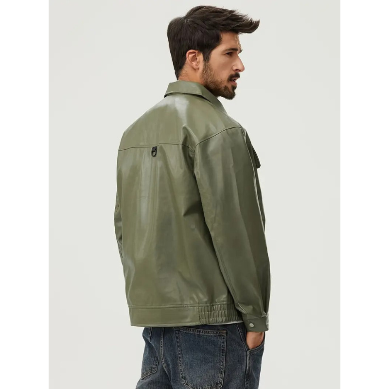 Heren Biker Jacket – Moderne Leren Look met Ritsluiting