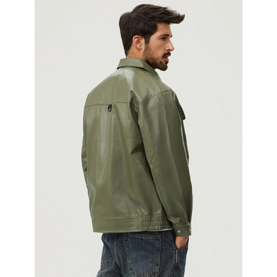 Heren Biker Jacket – Moderne Leren Look met Ritsluiting