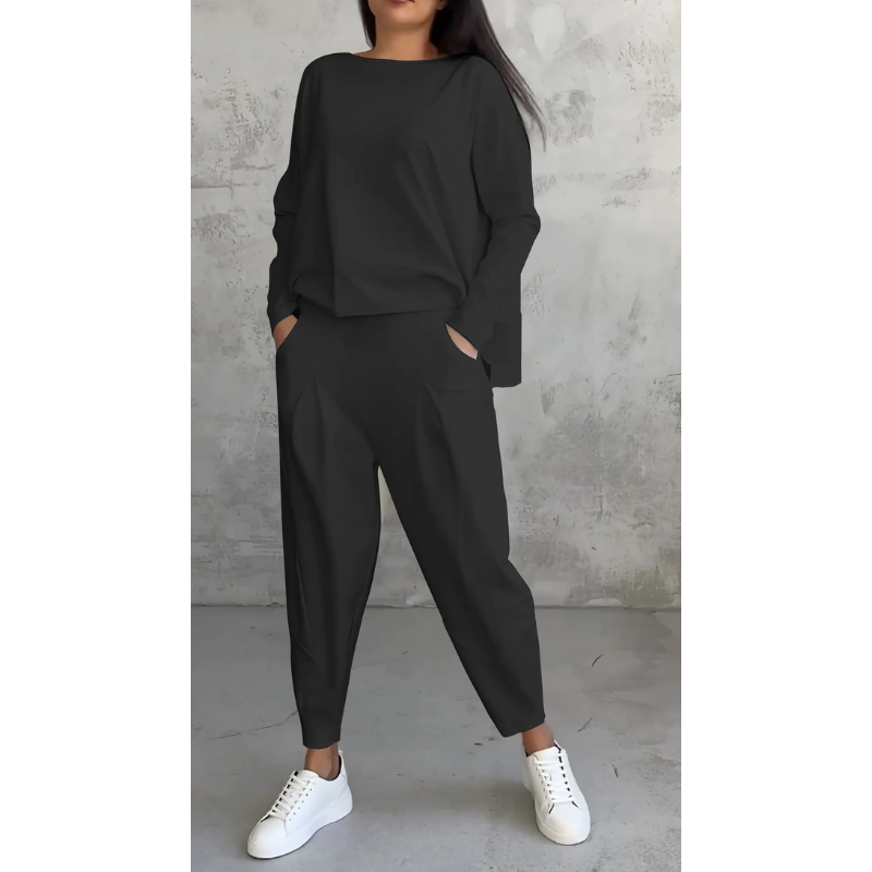 Dames Tweedelig Set – Langarm Top & Harem Broek Comfortabel en Stijlvol