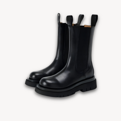Dames Zwarte Leren Chelsea Boots – Chunky Zool & Slip-On Comfort
