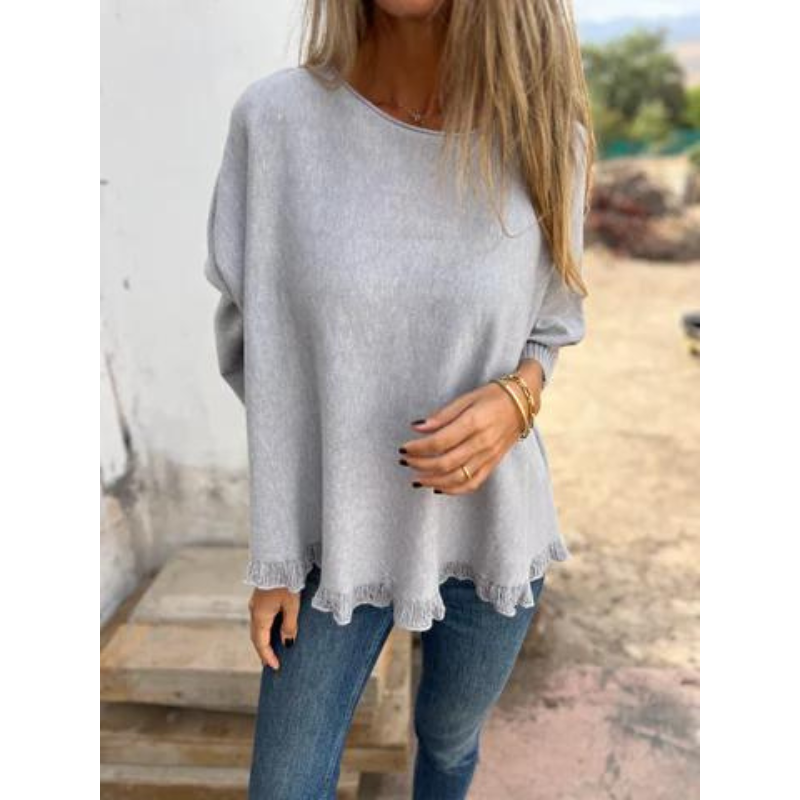 Elegante kant sweater met ronde hals dames | sweater | zachte knit