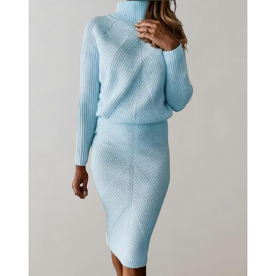 Dames Tweedelig Set – Rollkragen Trui & Smalle Rok Elegant
