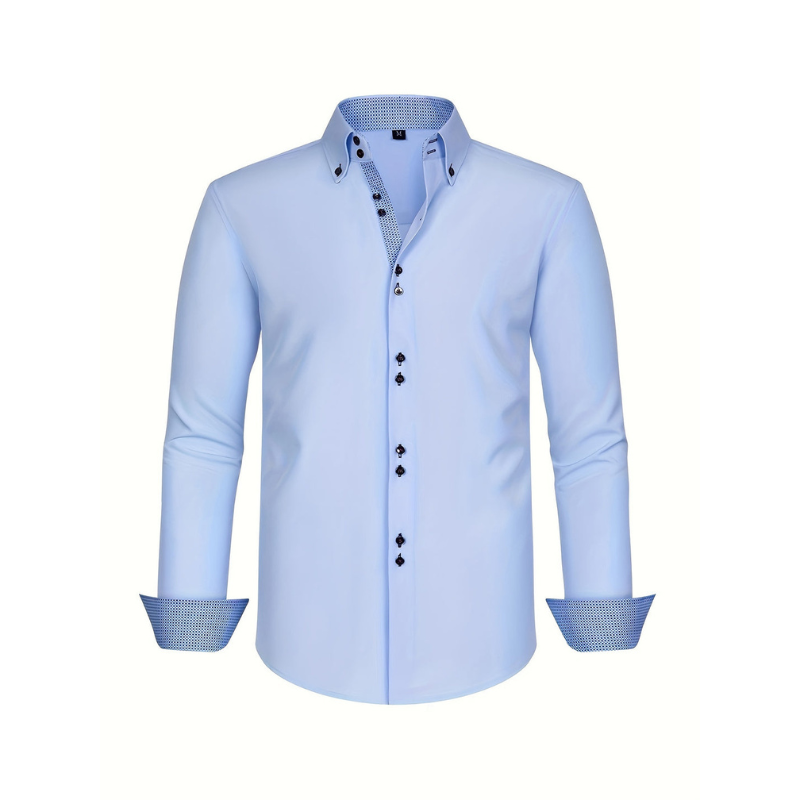 Heren Overhemd – Dubbelrijig Design met Stretch & Contrast Manchetten