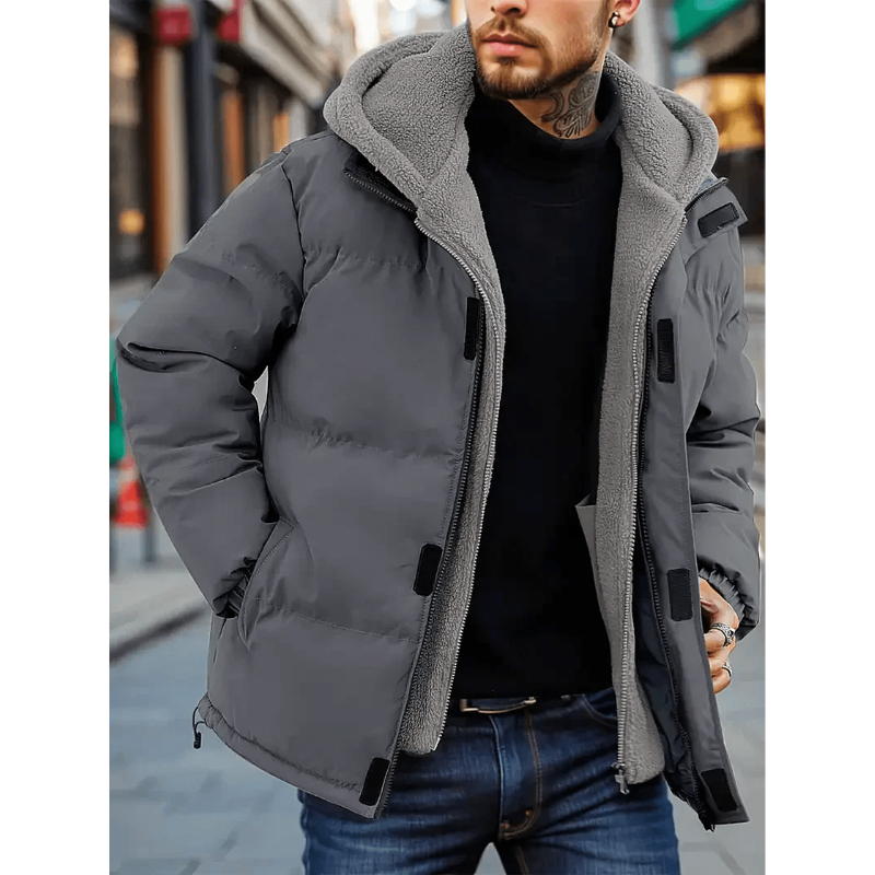 Heren Gewatteerde Winterjas met Fleece Capuchon – Waterafstotend & Warm