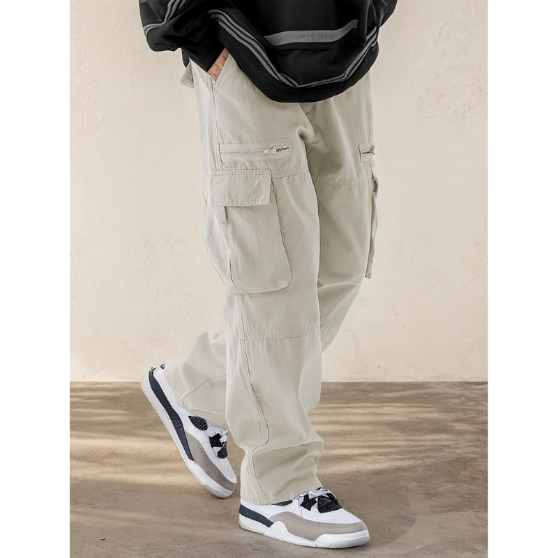 Heren Cargo Broek – Trekkoord & Klepzakken in Streetwear Stijl