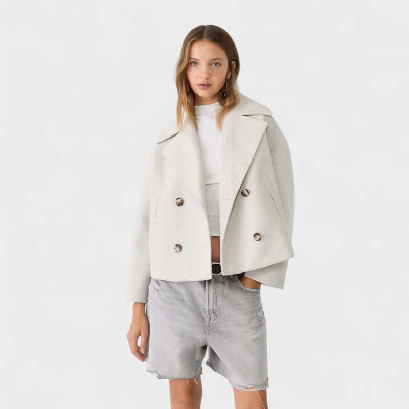 Getailleerde Double-Breasted Dames Jas – Chic & Veelzijdig