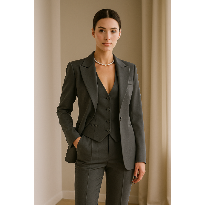 Roma Dames 3-Delig Pak – Blazer, Gilet en Slim-Fit Broek