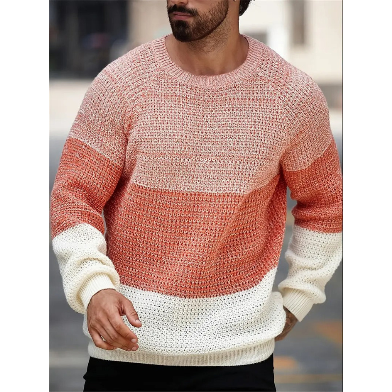 Heren Trui – Gradient Mesh Knit met Ronde Hals