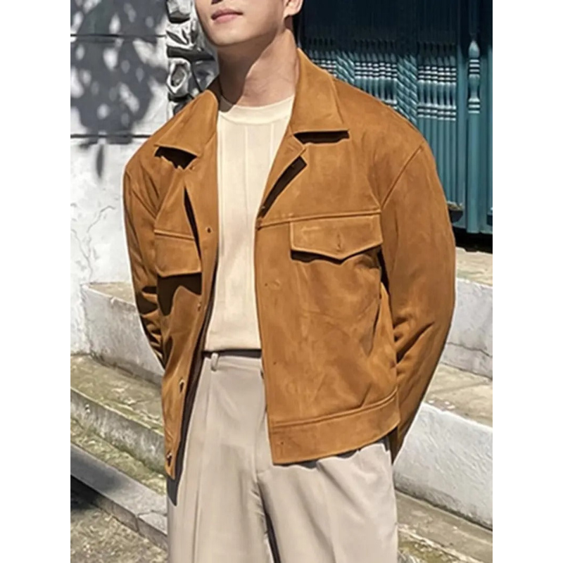 Heren Bruin Button-Down Jacket – Tijdloos & Veelzijdig