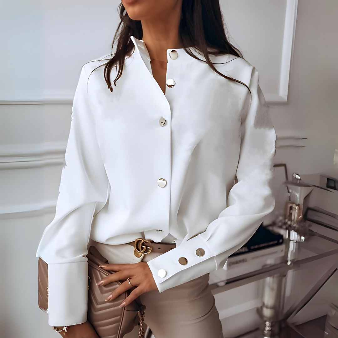 Dames Blouse met Lange Mouwen en Knoopsluiting