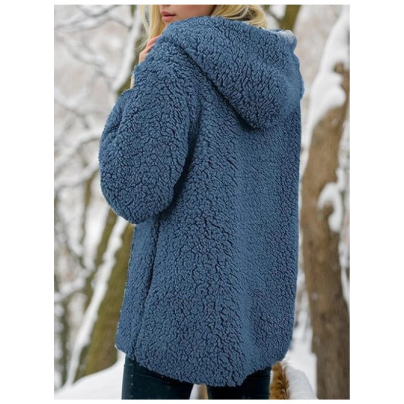 Teddy Vest Blauw met Capuchon