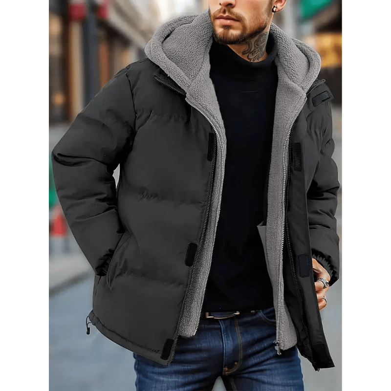 Heren Gewatteerde Winterjas met Fleece Capuchon – Waterafstotend & Warm