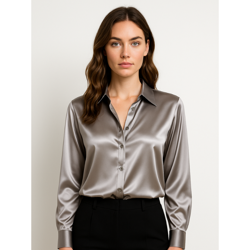 Satijnen Dames Blouse met Knopen – Elegant & Tijdloos