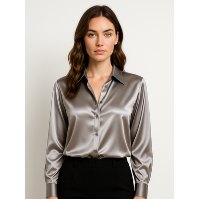 Satijnen Dames Blouse met Knopen – Elegant & Tijdloos