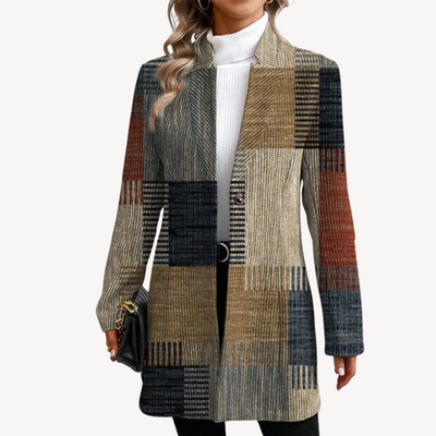 Dames Geruite Wolmix Blazer – Tijdloos & Chic voor Herfst/Winter