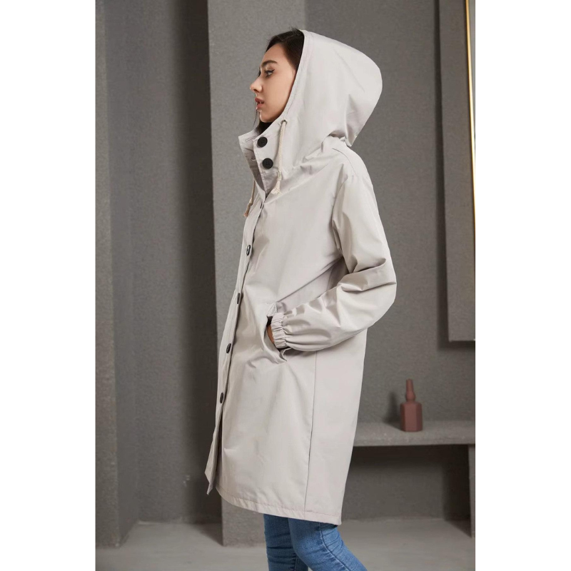 Dames Waterdichte Regen Trenchcoat met Capuchon