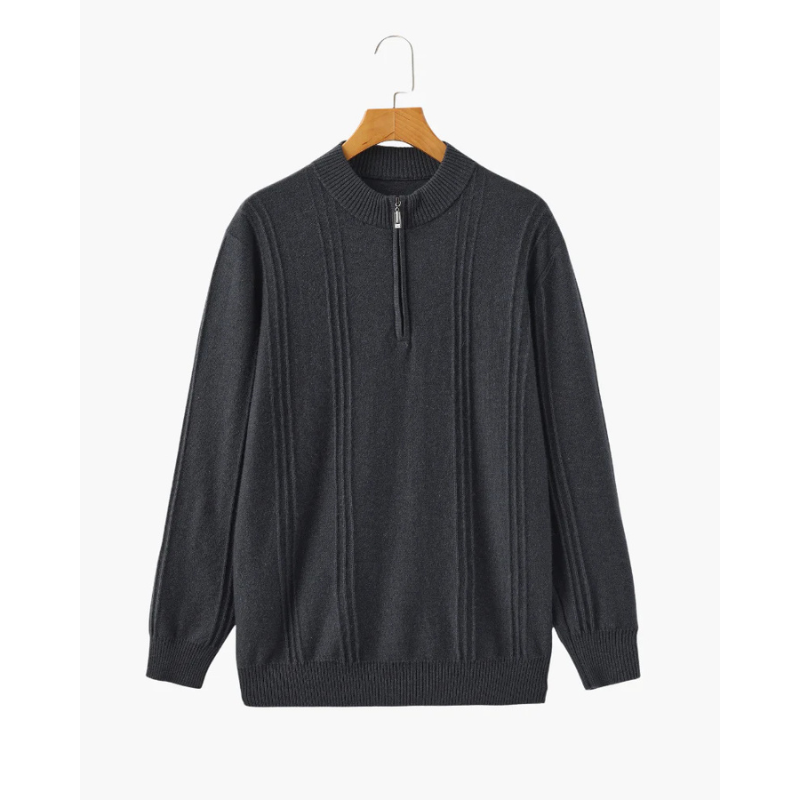 100% Kasjmier Geribbelde Half Zip