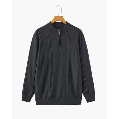 100% Kasjmier Geribbelde Half Zip