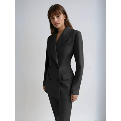 Dames Blazer en Broek Set – Double-Breasted Tailored Pak