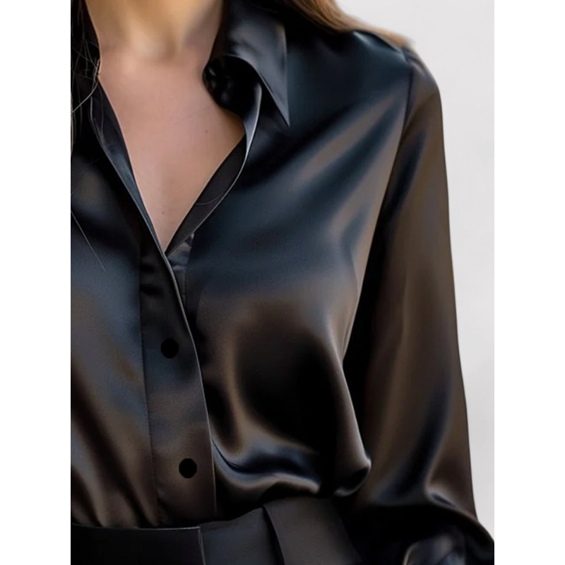 Verona Elegante Satijnen Damesblouse met Lange Mouwen