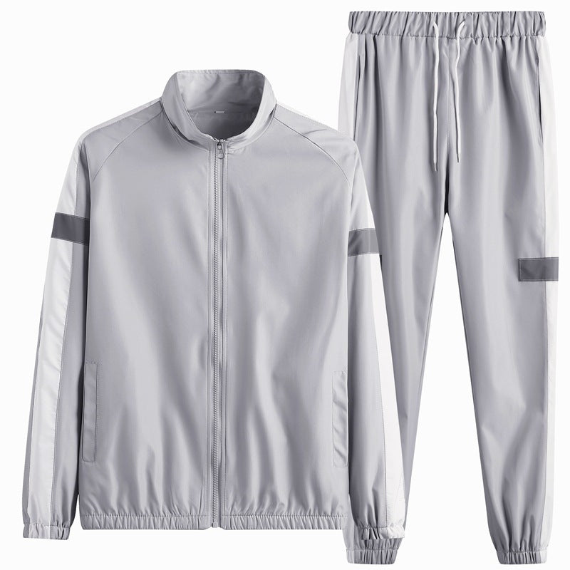 Heren Sportset – Reflecterende Zip-Up Jas & Joggingbroek in Ademend Design