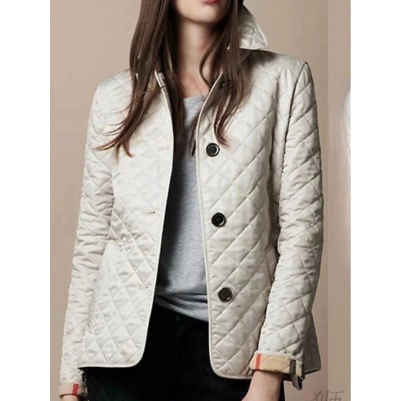 Quilted Damesjack met Omgeslagen Kraag