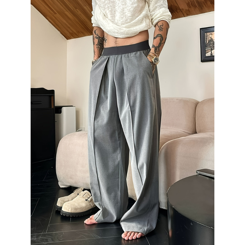 Heren Broek – Ontspannen Pasvorm met Elastische Taille & Trendy Kleurdetails