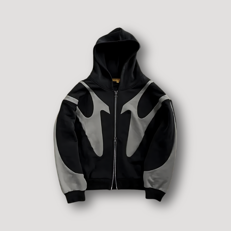 Heren Zip Hoodie – Urban Streetwear met Patchwork Design