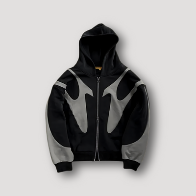 Heren Zip Hoodie – Urban Streetwear met Patchwork Design