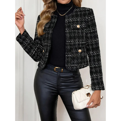 Dames Cropped Blazer met Ruitenpatroon