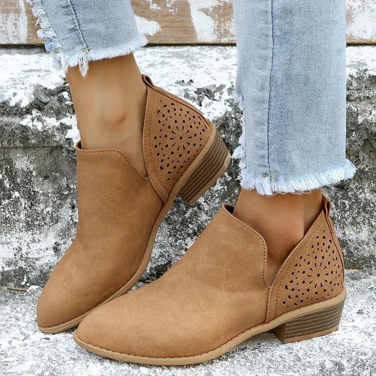 Elegante Leren Dames Schoenen Met Lage Hak – Comfort & Stijl