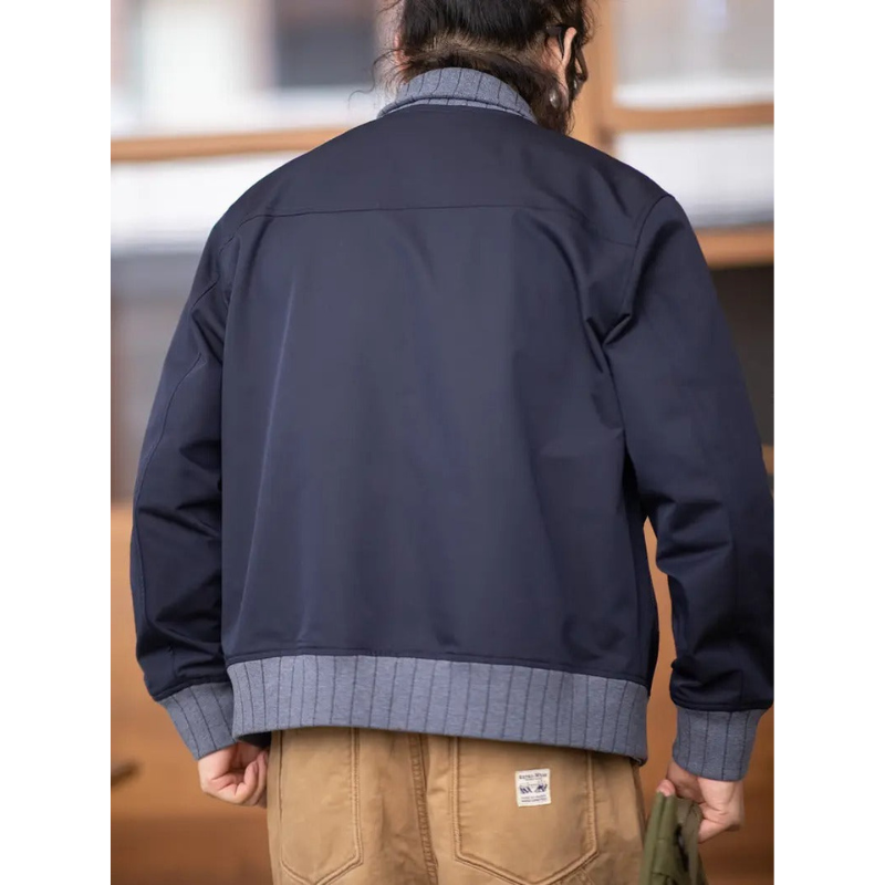 Heren Bomberjack – Navy Blauw met Contrasterende Boorden