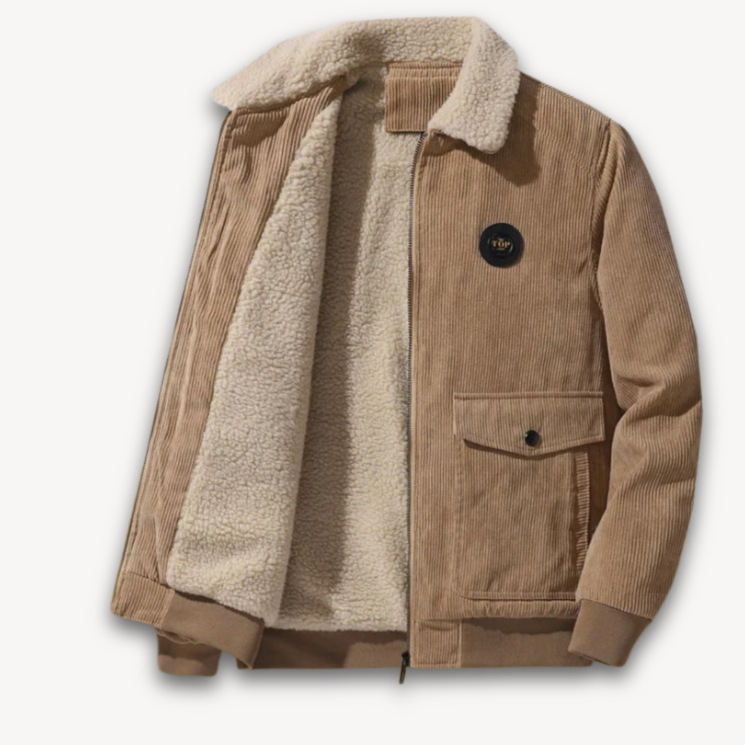 Heren Corduroy Jas met Sherpa Voering – Warme Winterjas