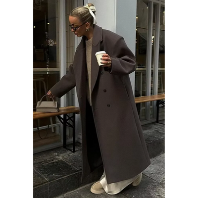Elena Oversized Mantel Dames – Lange Wolmix Jas