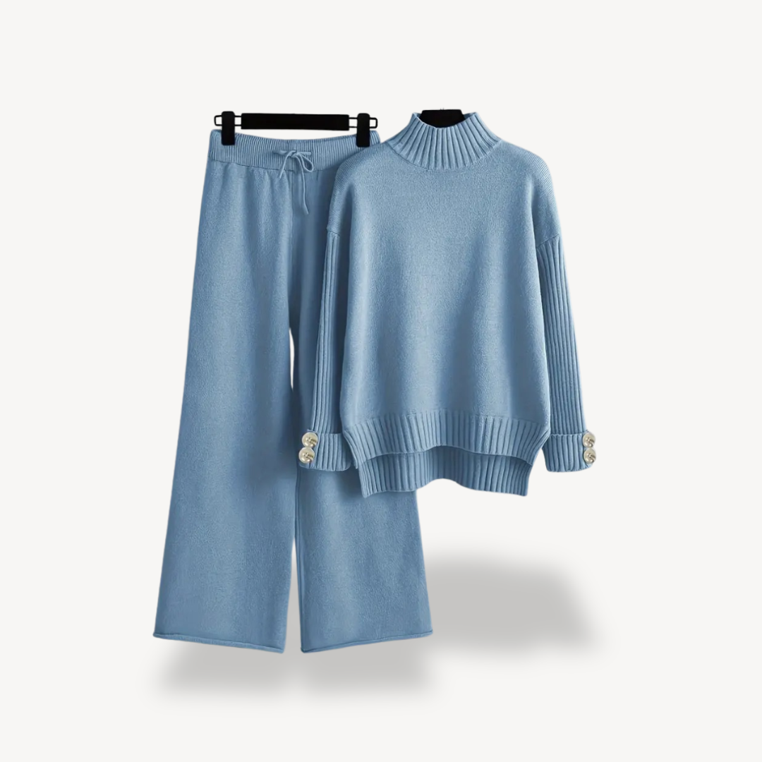Dames Gebreide Set – Coltrui & Wijde Pantalon in Knitwear