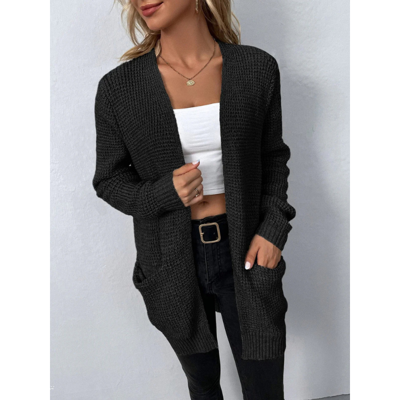 Dames Lange Gebreide Vest – Klassiek & Comfortabel
