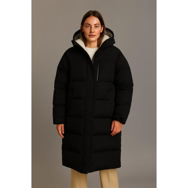 Milano Lange Dames Pufferjas met Capuchon