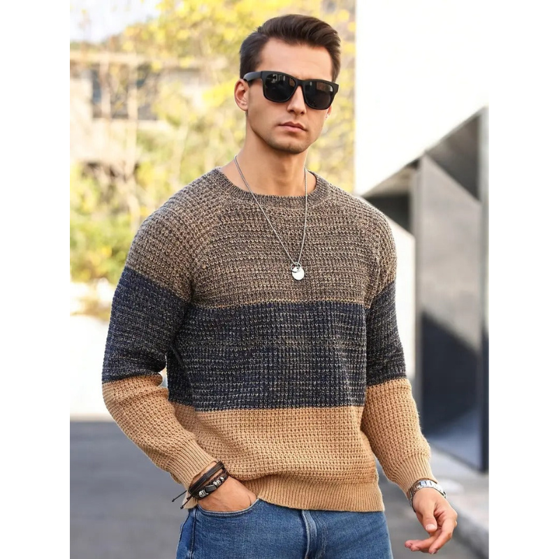 Heren Trui – Gradient Mesh Knit met Ronde Hals