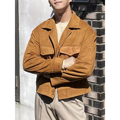 Heren Bruin Button-Down Jacket – Tijdloos & Veelzijdig