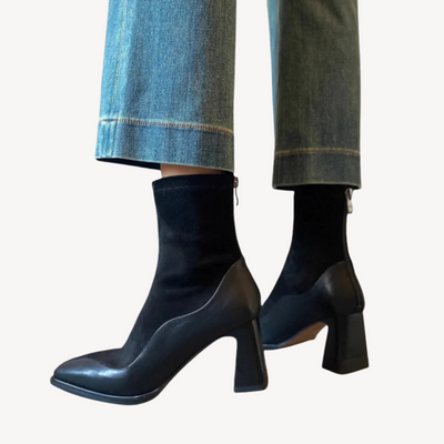 Dames Orthopedische Leren Enkellaarsjes – Comfort met Blockhak