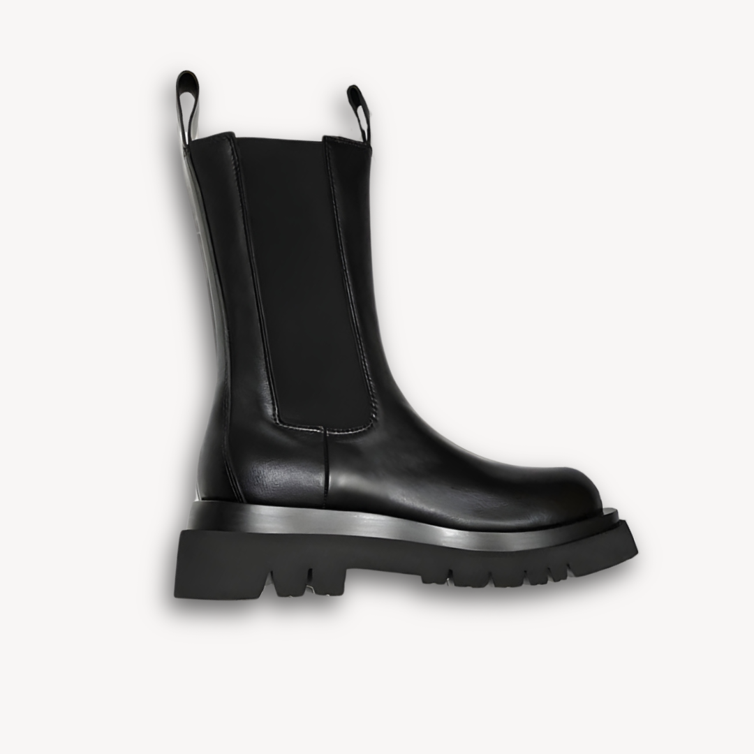 Dames Zwarte Leren Chelsea Boots – Chunky Zool & Slip-On Comfort