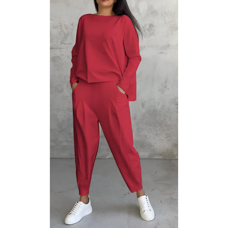 Dames Tweedelig Set – Langarm Top & Harem Broek Comfortabel en Stijlvol