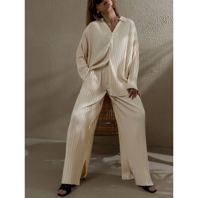 Dames Oversized Plissé Co-ord Set – Stijlvol & Comfortabel