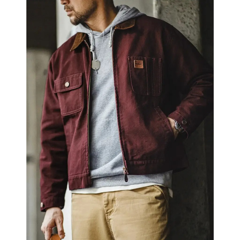 Heren Utility Jacket – Zipper Front met Meerdere Zakken