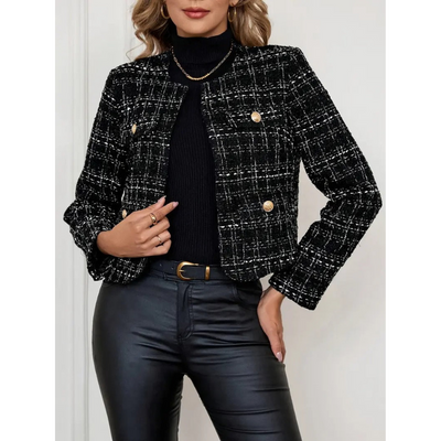 Dames Cropped Blazer met Ruitenpatroon