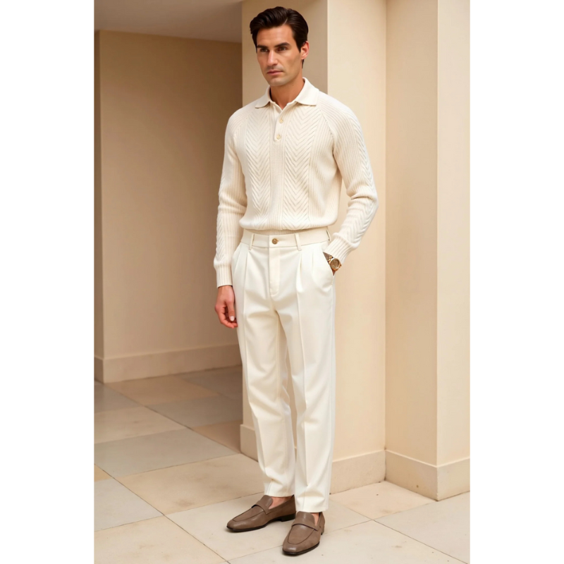 Louis Retro Trui – Effen Kleur, Lange Mouwen