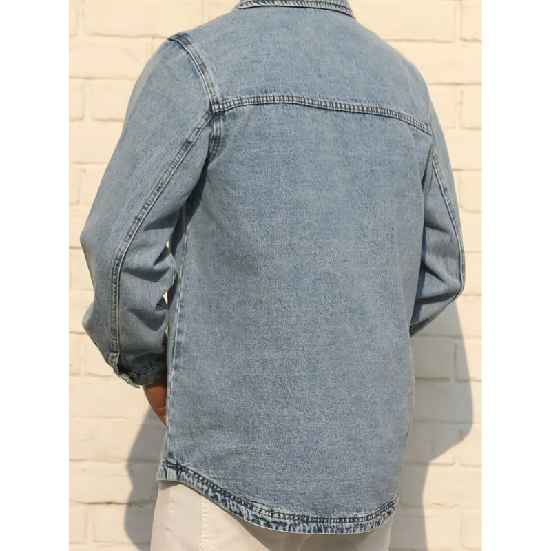 Heren Denim Jacket – Light Wash met Knoopsluiting