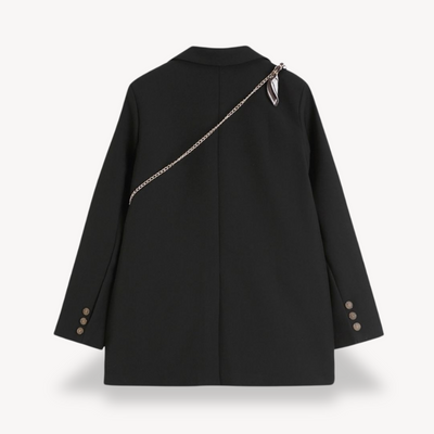 Dames Oversized Blazer – Khaki Double-Breasted Chic